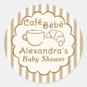 Cafe Bebe French Coffee Personalized Baby Shower Runder Aufkleber (Vorderseite)
