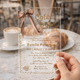 Cafe Bebe French Coffee Shop Themed Baby Shower Acryleinladungen