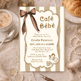 Cafe Bebe French Coffee Shop Themed Baby Shower Einladung