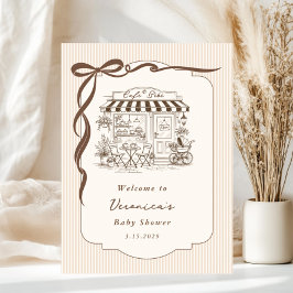Cafe Bebe Gender Neutral Bow Baby Shower Welcome Poster