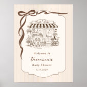 Cafe Bebe Gender Neutral Bow Baby Shower Welcome Poster (Vorne)