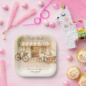 Cafe Bebe Gender Neutral Elegant Brown Baby Shower Pappteller (Party)