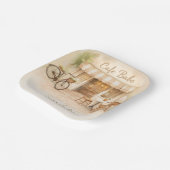 Cafe Bebe Gender Neutral Elegant Brown Baby Shower Pappteller (Gewinkelt)