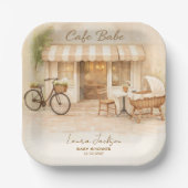 Cafe Bebe Gender Neutral Elegant Brown Baby Shower Pappteller (Vorderseite)