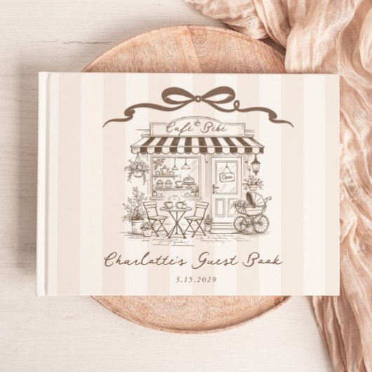 Cafe Bebe Gender neutral Handdrawn Bow Baby Shower Gästebuch