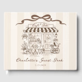 Cafe Bebe Gender neutral Handdrawn Bow Baby Shower Gästebuch (Vorderseite)