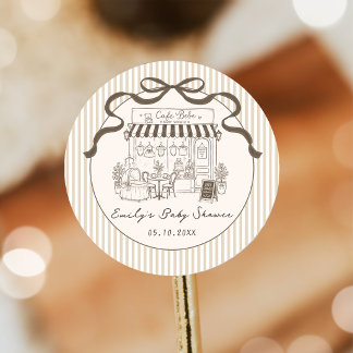 Cafe Bebe geschlechtsneutrale Schleife Baby Shower Runder Aufkleber