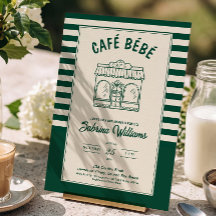 CAFÉ BÉBÉ GRÜNER KAFFEE Baby Shower Einladung