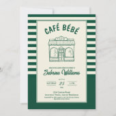CAFÉ BÉBÉ GRÜNER KAFFEE Baby Shower Einladung (Vorderseite)