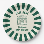 CAFÉ BÉBÉ GRÜNER KAFFEE Babyparty Pappteller (Vorderseite)