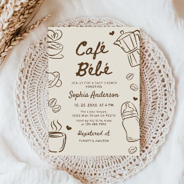 Cafe Bebe Hand Drawn Coffee Baby Shower Einladung