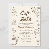Cafe Bebe Hand Drawn Coffee Baby Shower Einladung (Vorderseite)