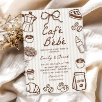 Cafe Bebe handgezeichnete Kaffee-Baby-Shower-Einla