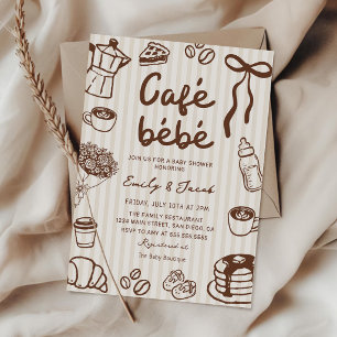 Cafe Bebe handgezeichnete Kaffee-Baby-Shower-Einla Einladung