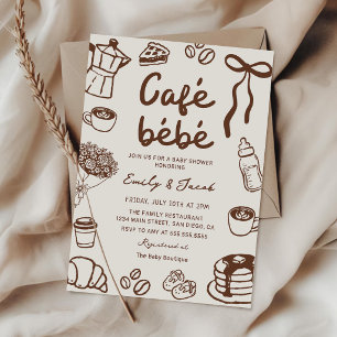 Cafe Bebe handgezeichnete Kaffee-Baby-Shower-Einla Einladung