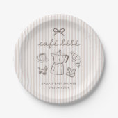 Cafe Bebe Home Coffee Baby Shower Gestreift Pappteller (Vorderseite)