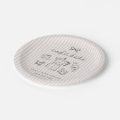 Cafe Bebe Home Coffee Baby Shower Gestreift Pappteller (Schrägansicht)