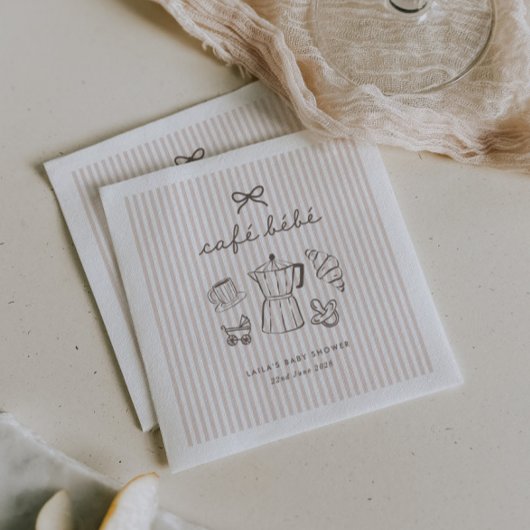 Cafe Bebe Home Coffee Baby Shower Gestreift Serviette