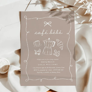 Cafe Bebe Home Coffee Baby Shower Latte Einladung