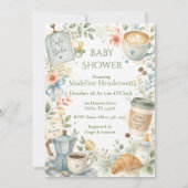 Cafe Bebe Kaffee Baby Shower Einladung (Vorderseite)