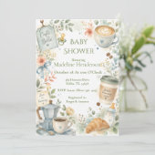 Cafe Bebe Kaffee Baby Shower Einladung (Stehend Vorderseite)