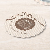 Cafe Bebe Kaffee Schleife Streifen Babyparty Untersetzer (angewinkelt)