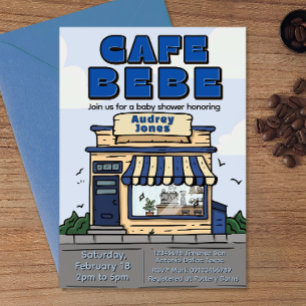 Cafe Bebe - Kaffee-Themen-Baby-Party Einladung