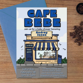 Cafe Bebe - Kaffee-Themen-Baby-Party Einladung