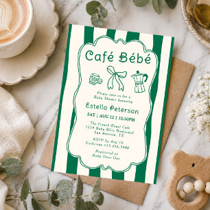 Cafe Bebe Kaffeegeschäft Süße Grüne Schleife Baby Einladung