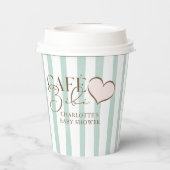 Café Bébé Mint Strippencoffee Themed Babydusche Pappbecher (Rückseite)