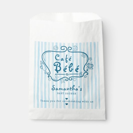 Café Bébé Moderne Französisch Niedlich Blue Boy Ba Geschenktütchen (Vorderseite)