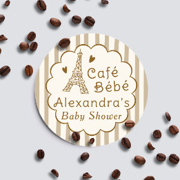 Cafe Bebe Paris Coffee Personalized Baby Shower Runder Aufkleber
