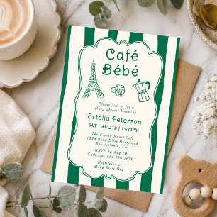 Cafe Bebe Paris Kaffeestube Süße Grüne Baby Brunch Einladung