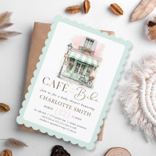 Café Bébé Paris Thema Baby Shower Einladung