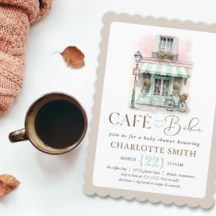 Café Bébé Paris Thema Baby Shower Einladung