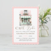 Café Bébé Paris Themed Baby Dusche Einladung (Stehend Vorderseite)