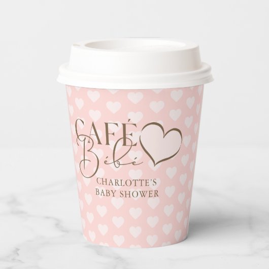 Café Bébé Paris Themed Baby Dusche Pappbecher (Rückseite)
