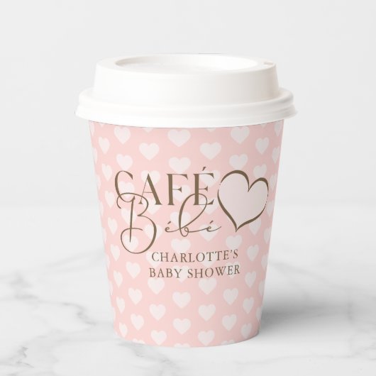 Café Bébé Paris Themed Baby Dusche Pappbecher (Vorderseite)