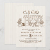 Cafe Bebe Pariser Babyparty Einladung (Vorne/Hinten)