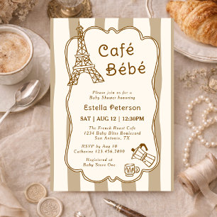 Cafe Bebe Pariser Babyshower im Coffeeshop-Stil Einladung