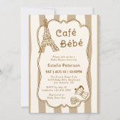 Cafe Bebe Parisian Coffee Shop Themed Baby Shower Einladung (Vorderseite)