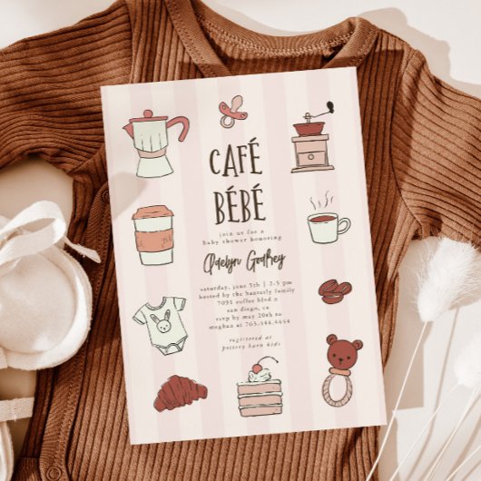 Cafe Bebe Pink Baby Dusche Einladung