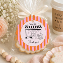 Café Bébé Pink Orange Baby Shower Danke