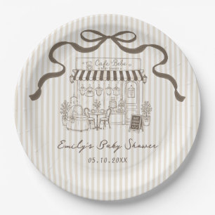 Cafe Bebe Streifen Parisian Baby Shower Papier Tel Pappteller