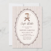 Cafe Bebe Vintage Stripes Coffee Baby Shower Einladung (Vorderseite)