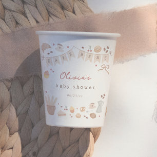 Cafe Bebe Wasserfarbe Handgezeichnete Babyparty Pappbecher