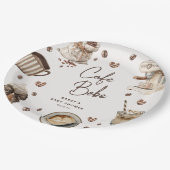 Cafe Bebe' Wasserfarbe Kaffee Baby Shower Pappteller (Schrägansicht)