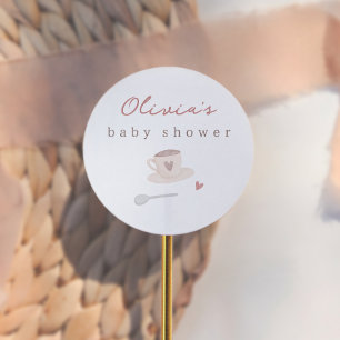 Cafe Bebe Watercolor Babyparty Dankeschön Runder Aufkleber