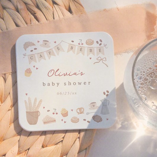 Cafe Bebe Watercolor Bakery Baby Shower Rechteckiger Pappuntersetzer
