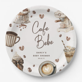 Cafe Bebe' Watercolor Coffee Baby Shower Pappteller